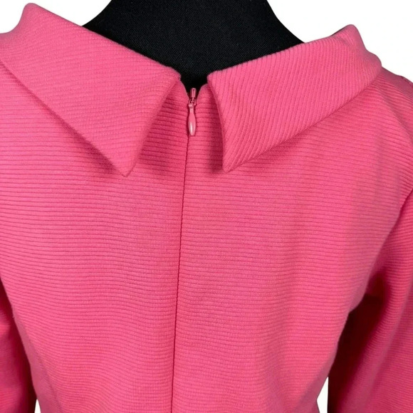 Boden Daisy Ottoman Pink Ribbed Open Neckline Long Sleeve Shift Midi Dress 6L - Picture 6 of 9